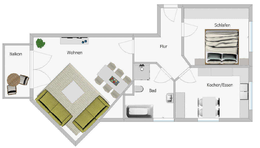 Etagenwohnung Geisenhausen - 2 Zimmer, 59 m&sup2;, 239.000&euro; | Angebot:26092233