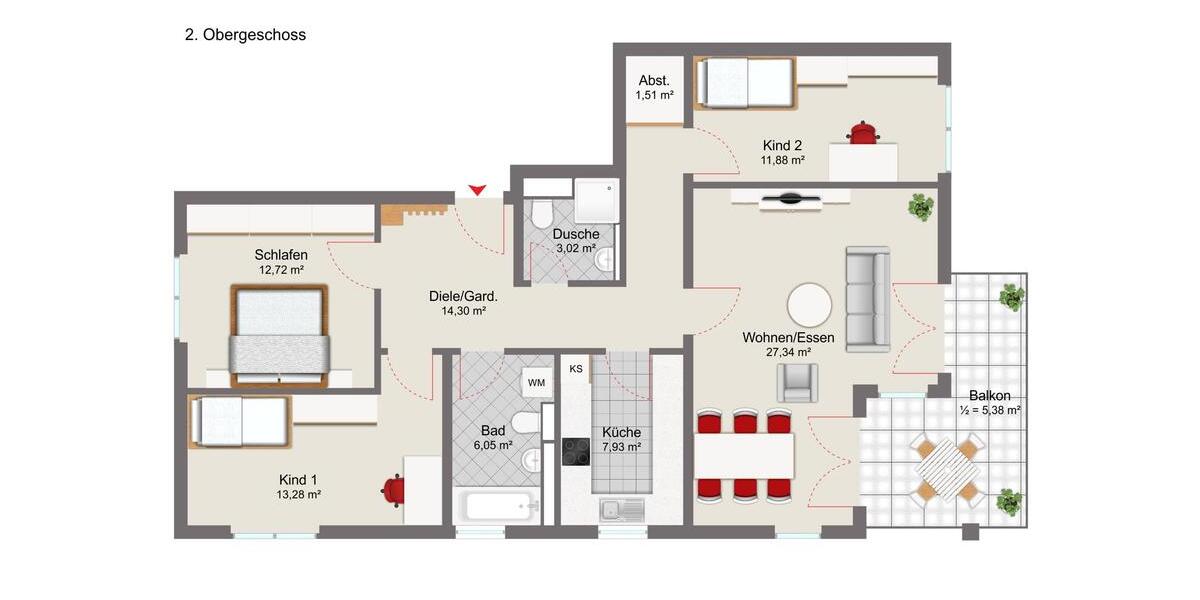 Etagenwohnung Höhenkirchen-Siegertsbrunn Siegertsbrunn - 4 Zimmer, 104 m&sup2;, 2.049&euro; | Angebot:26664851