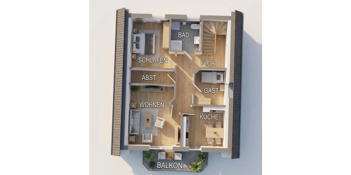 Dachgeschoßwohnung Uplengen - 3 Zimmer, 61 m&sup2;, 525&euro; | Angebot:25512131