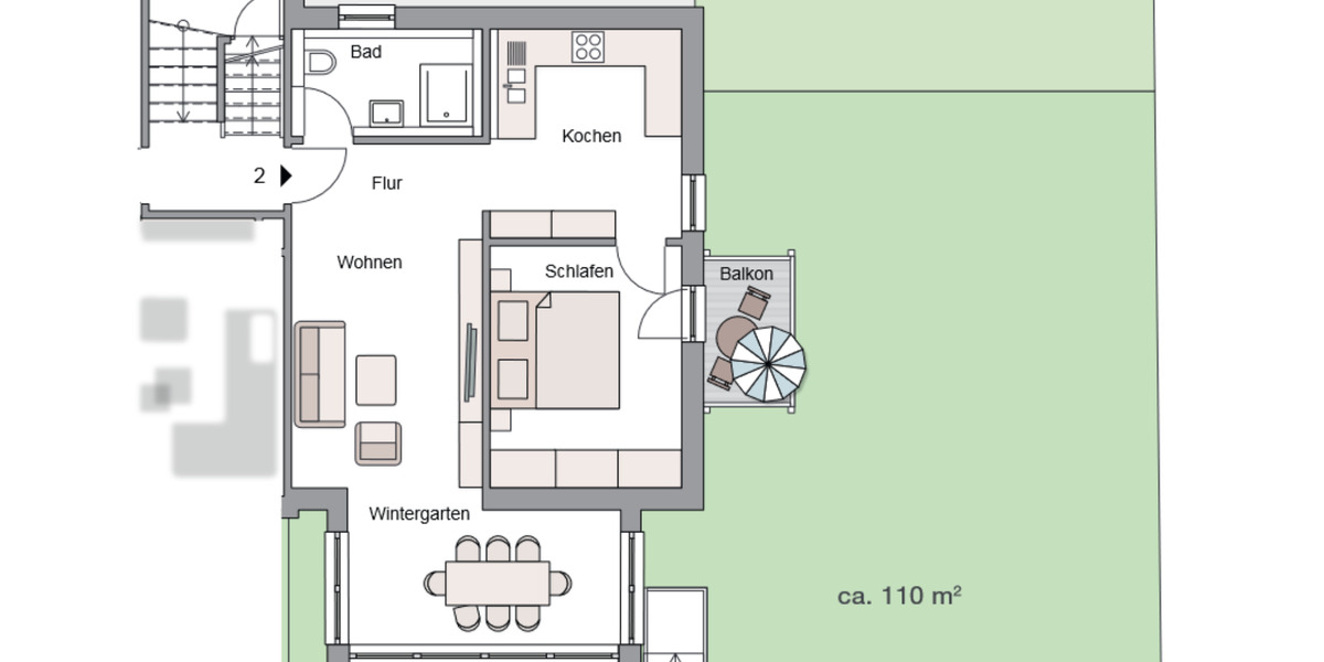 Terrassenwohnung Stadtbergen - 2.5 Zimmer, 64 m&sup2;, 1.250&euro; | Angebot:25590802