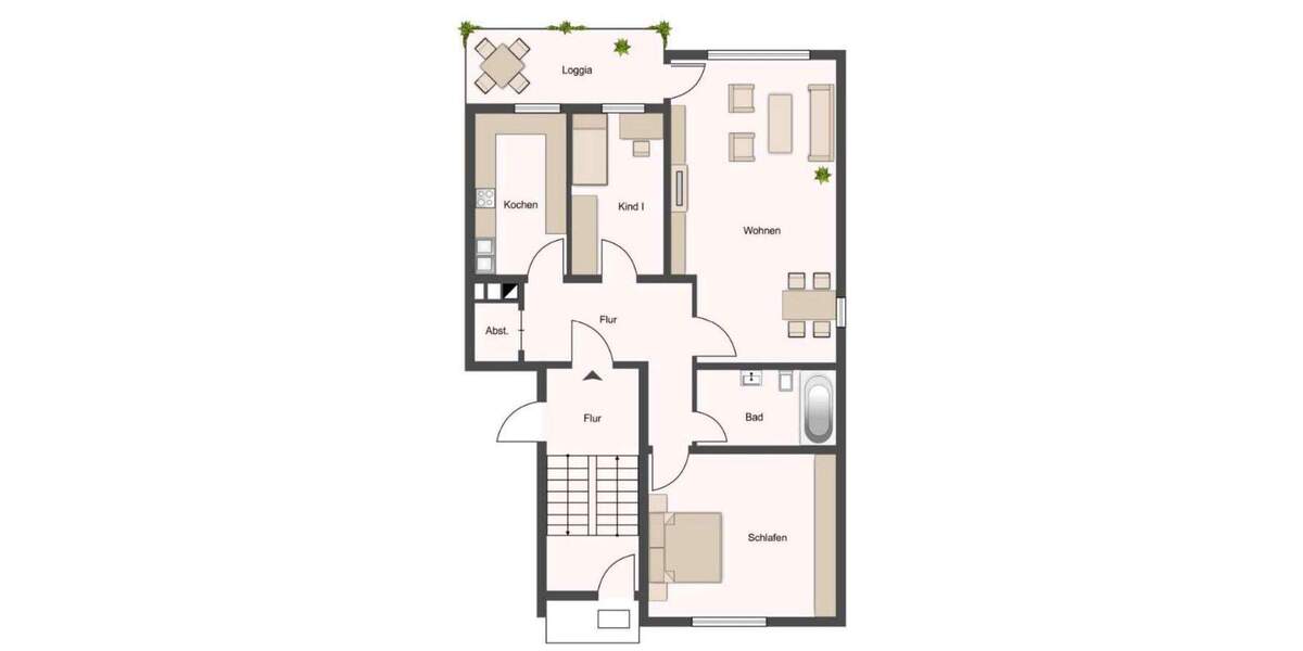 Etagenwohnung Uttenreuth - 3 Zimmer, 89 m&sup2;, 1.200&euro; | Angebot:25387068