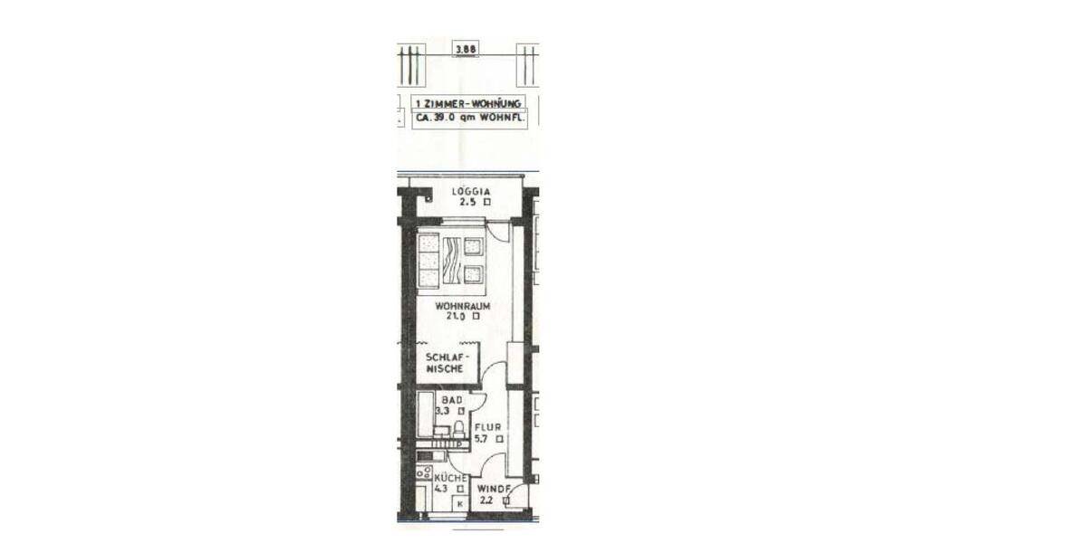 1-Zimmer Appartement in Bremen Gröpelingen mit Loggia 1 zimmer
