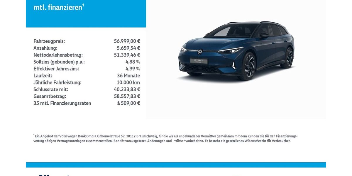 VW ID.7 10.225 km 56.999 &euro; Mühlhausen/Thüringen 99974