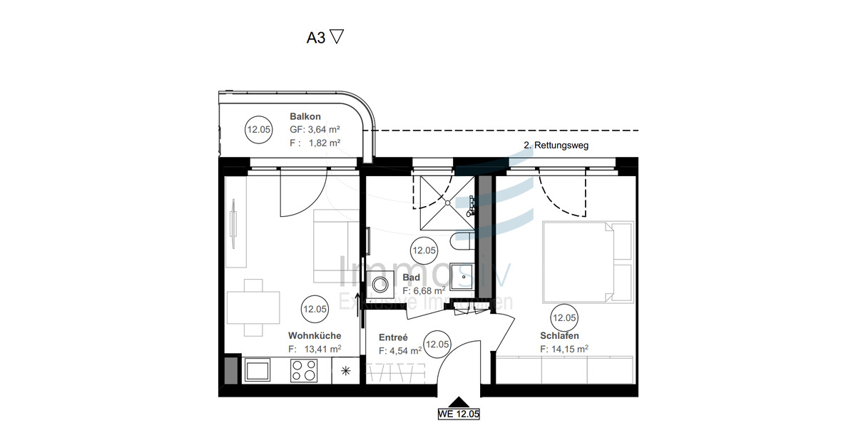 Etagenwohnung Wustermark Elstal - 2 Zimmer, 40 m&sup2;, 219.000&euro; | Angebot:25727569