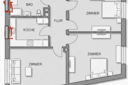 Wohnung Ludwigshafen am Rhein Ludwigshafen-Hemshof - 3 Zimmer, 61 m&sup2;, 950&euro; | Angebot:26014233
