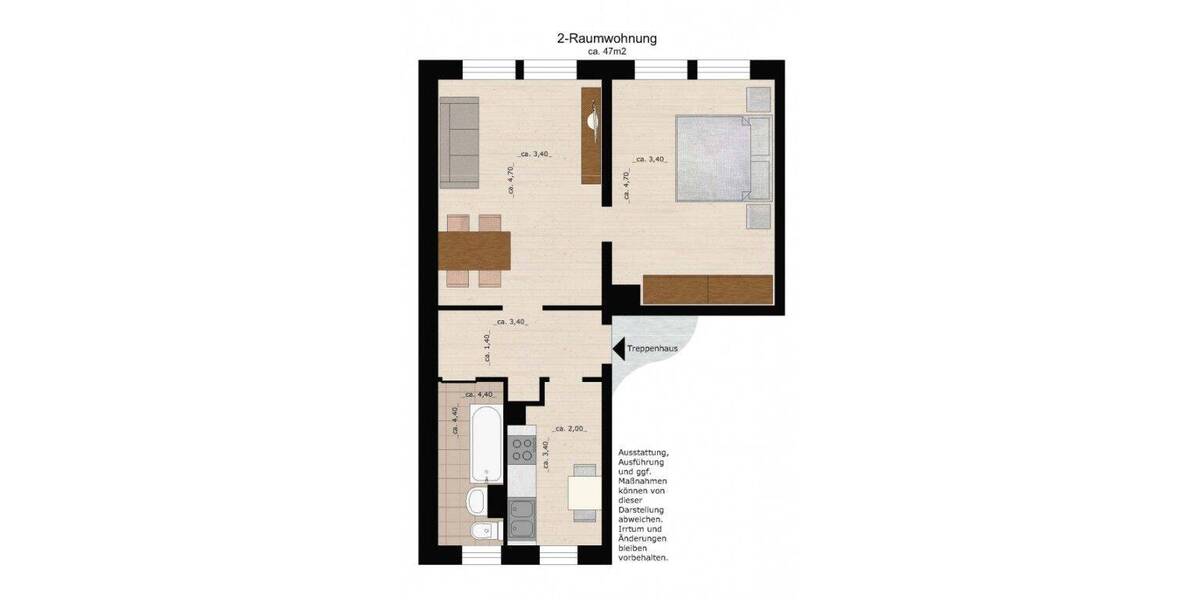 Etagenwohnung Dessau-Roßlau Innenstadt - 2 Zimmer, 46 m&sup2;, 365&euro; | Angebot:26878978