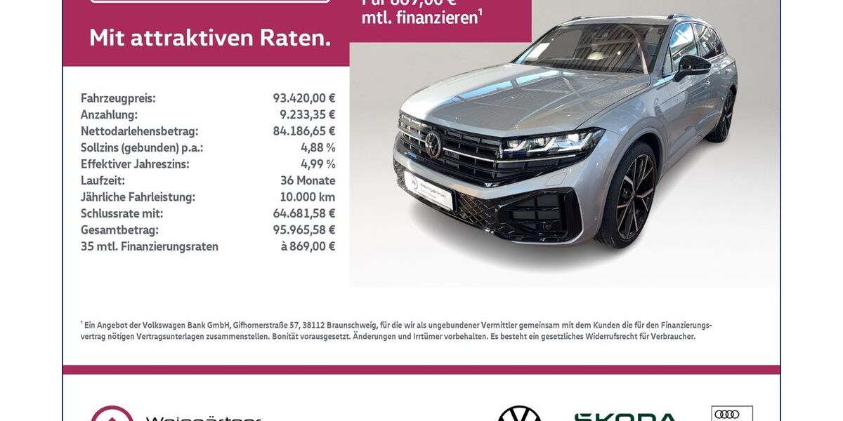 VW Touareg 3.800 km 93.420 &euro; Miesbach 83714