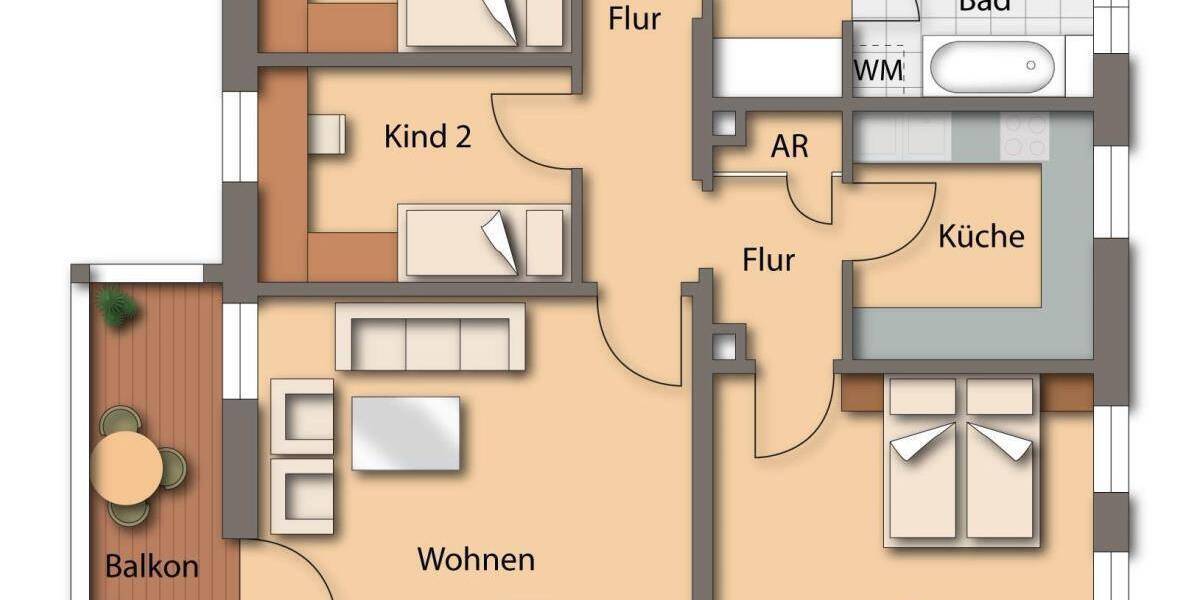 Etagenwohnung Neumarkt Altenhof - 4 Zimmer, 96 m&sup2;, 800&euro; | Angebot:26796430