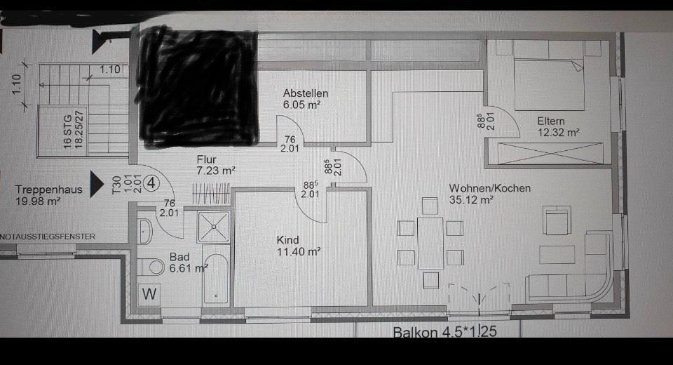 Etagenwohnung Bardowick - 3 Zimmer, 82 m&sup2;, 1.200&euro; | Angebot:26669424