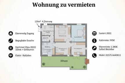 126m² Komfort-Wohnung | EBENERDIG | SANIERT 2022 | DES 5 zimmer