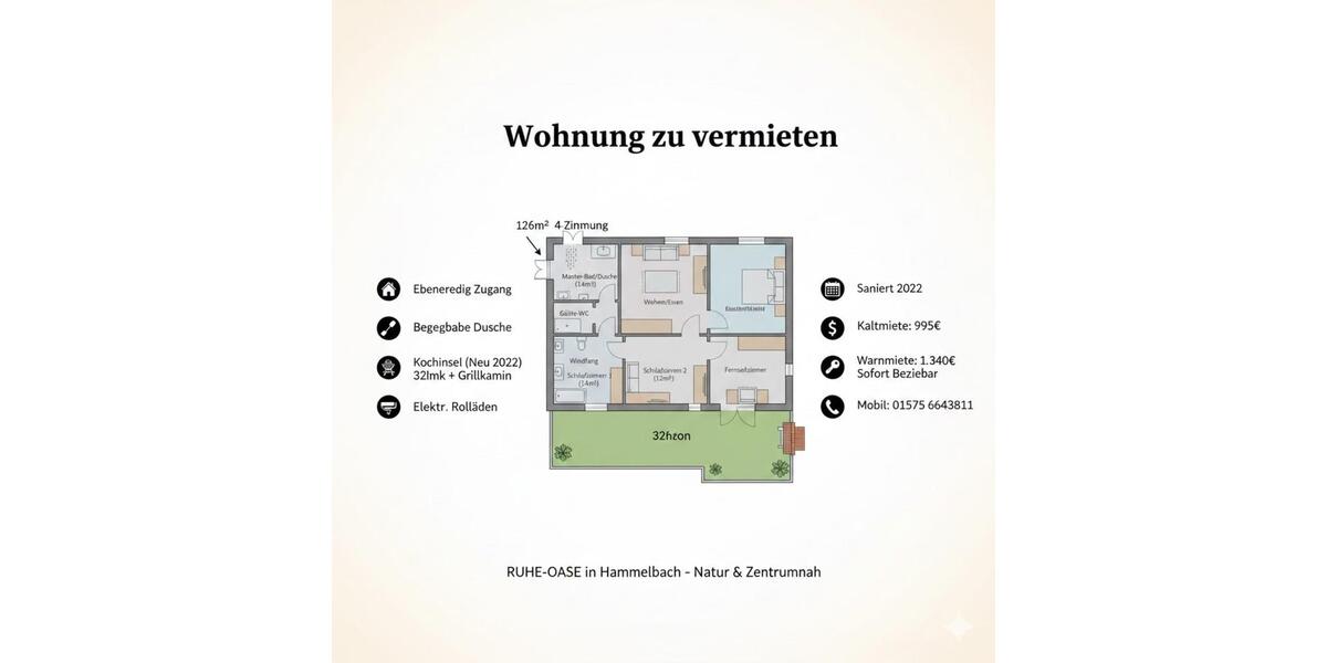 126m² Komfort-Wohnung | EBENERDIG | SANIERT 2022 | DES 5 zimmer