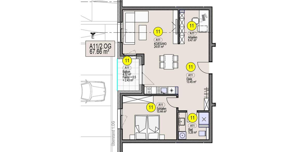 Etagenwohnung Berching - 2 Zimmer, 67 m&sup2;, 375.513&euro; | Angebot:25676410