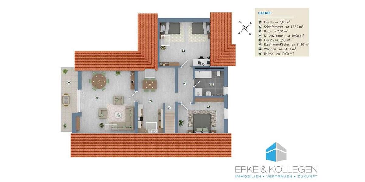 Dachgeschoßwohnung Bielefeld Schildesche - 3 Zimmer, 106 m&sup2;, 1.220&euro; | Angebot:26354376