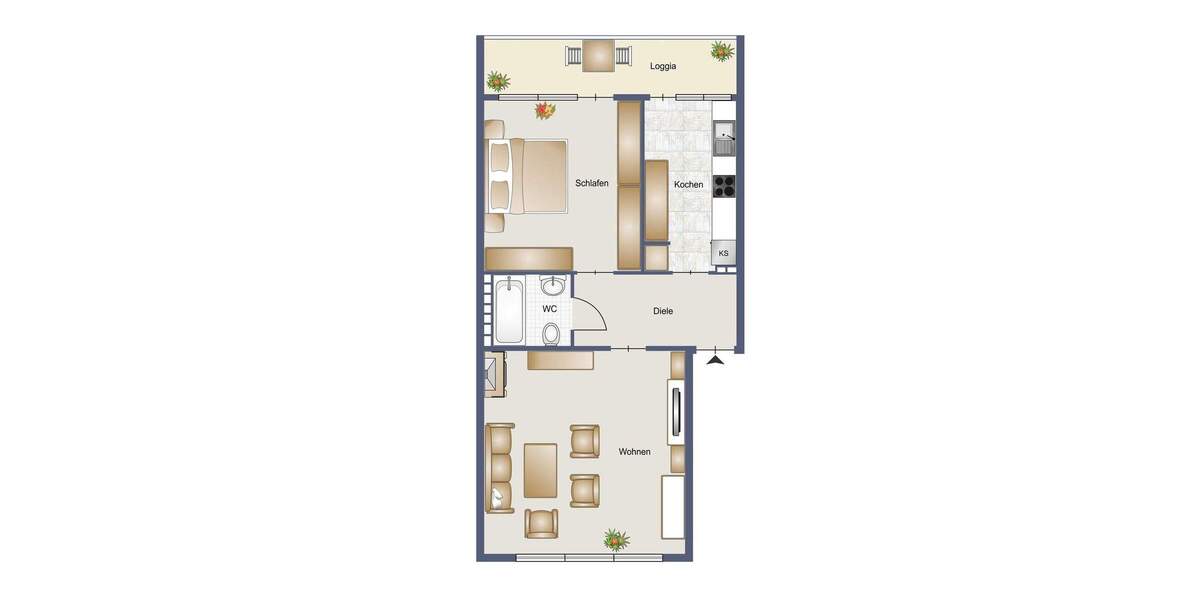 Etagenwohnung Mülheim an der Ruhr Mitte - 2 Zimmer, 66 m&sup2;, 149.000&euro; | Angebot:24860048