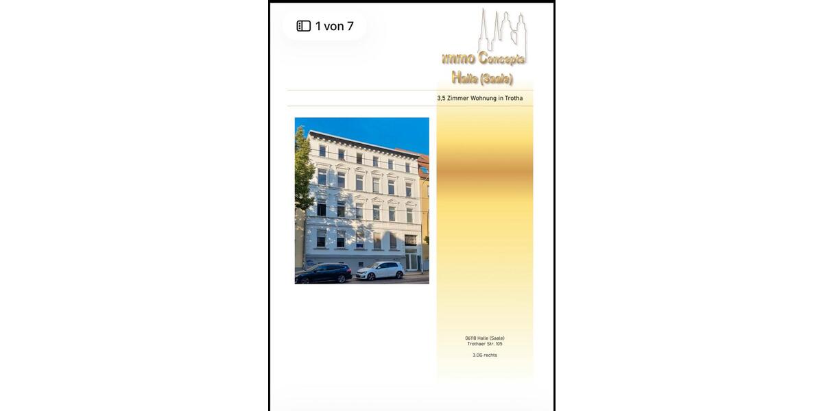 Dachgeschoßwohnung Halle (Saale) Frohe Zukunft - 3.5 Zimmer, 88 m&sup2;, 820&euro; | Angebot:26385115