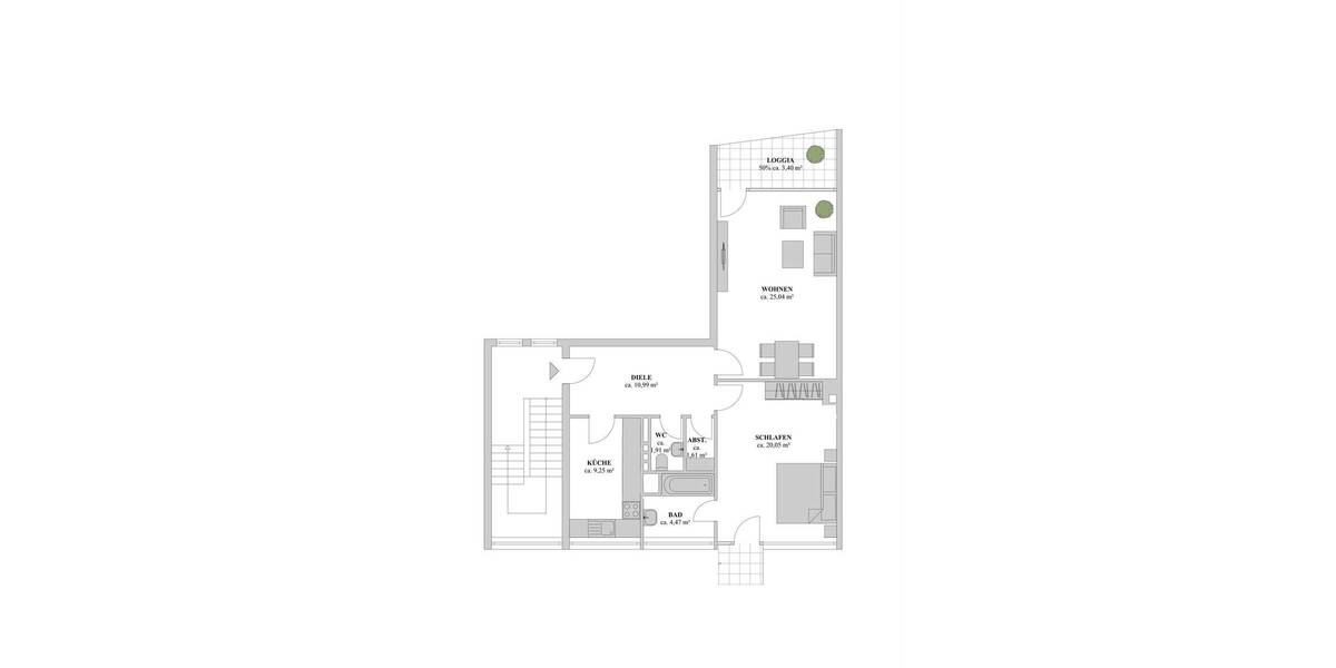 Etagenwohnung Düsseldorf Oberkassel - 2 Zimmer, 75 m&sup2;, 1.600&euro; | Angebot:26852224
