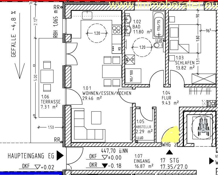 Erstbezug 2-Zi-Whg. mit 70,5 m² WFL KfW-40 -QNG zertifiziert nachhaltig gebaut-energieeffizient-förderfähig und mit echtem Zukunftswert! - Erdgeschoßwohnung Windischeschenbach | Angebot:23055178