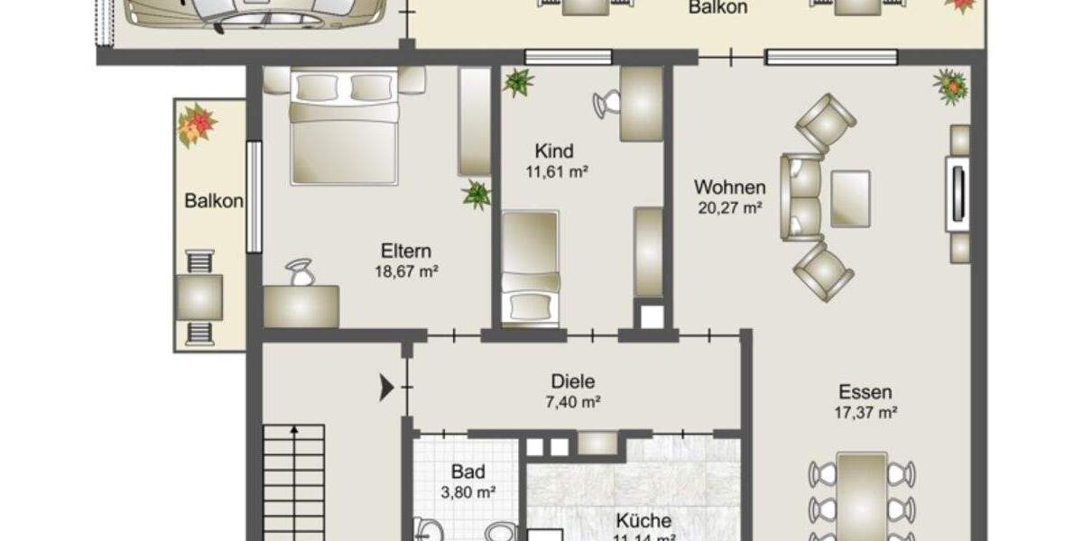 Etagenwohnung Viernheim - 3 Zimmer, 92 m&sup2;, 1.080&euro; | Angebot:25601896