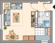Etagenwohnung Bonn Dottendorf - 1 Zimmer, 24 m&sup2;, 389&euro; | Angebot:26619387
