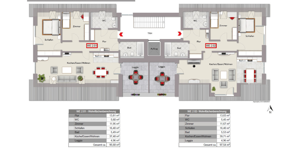 Etagenwohnung Gütersloh Innenstadt - 2 Zimmer, 57 m&sup2;, 279.500&euro; | Angebot:26674989