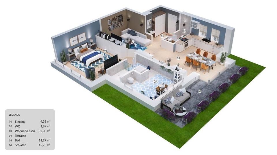 Erdgeschoßwohnung Neuenhaus - 2 Zimmer, 73 m&sup2;, 965&euro; | Angebot:22269502