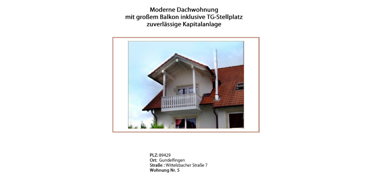 Dachgeschoßwohnung Gundelfingen an der Donau - 3 Zimmer, 73 m&sup2;, 235.000&euro; | Angebot:25291105
