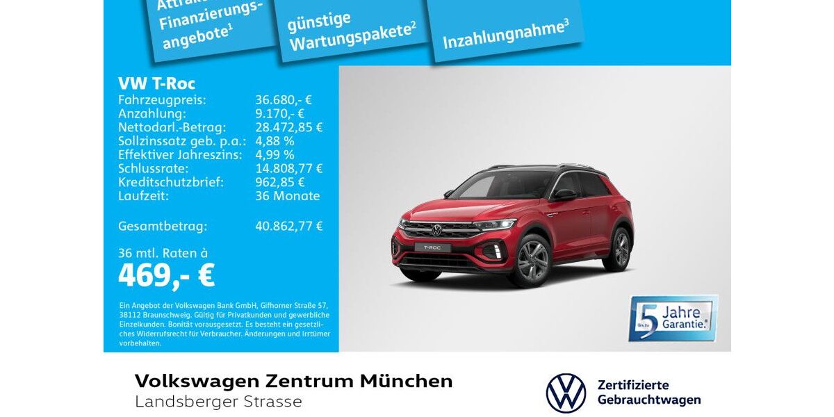 VW T-Roc 4.872 km 36.680 &euro; München 80687