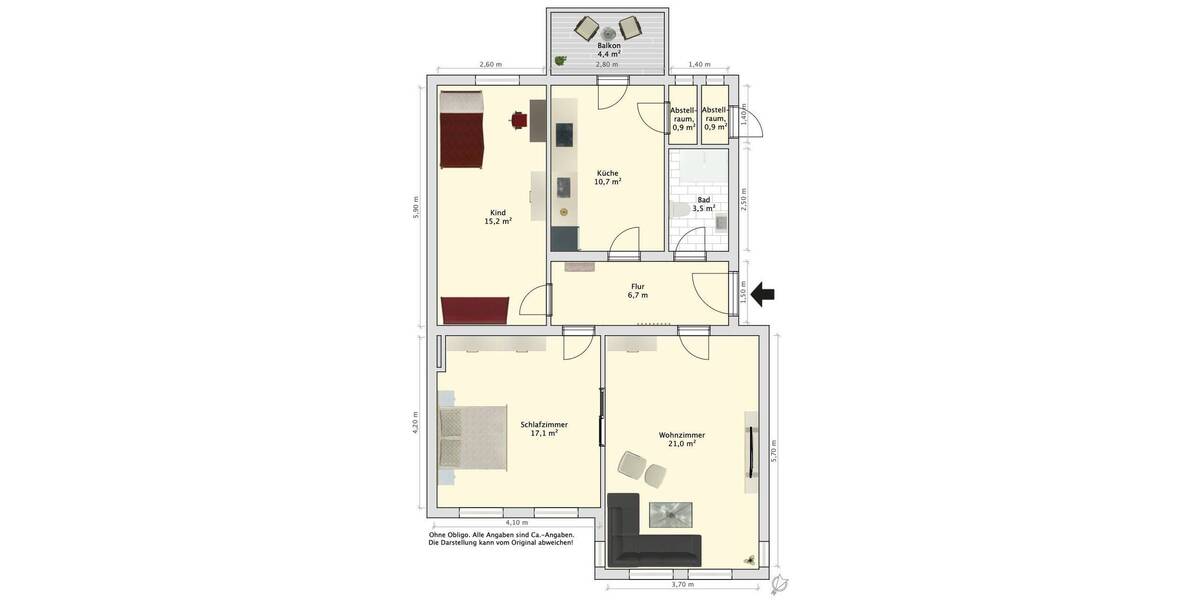 Etagenwohnung Wilhelmshaven Heppens - 3 Zimmer, 76 m&sup2;, 99.000&euro; | Angebot:26825644