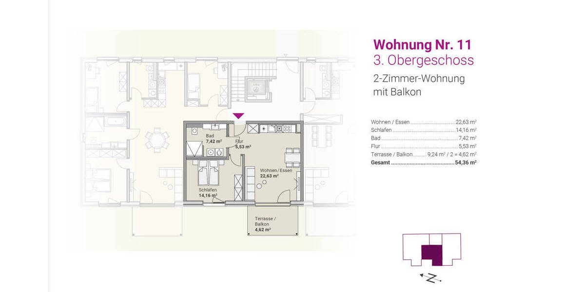 Etagenwohnung Kümmersbruck - 2 Zimmer, 54 m&sup2;, 258.900&euro; | Angebot:25735931