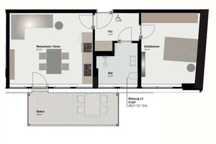 Wohnung zum Mieten in Aachen 748,20 € 51.6 m² 2 zimmer