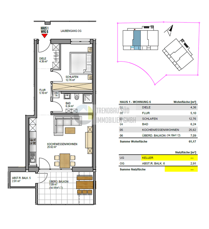 Wohnung zum Kaufen in Mietingen 305.500 € 61.17 m²