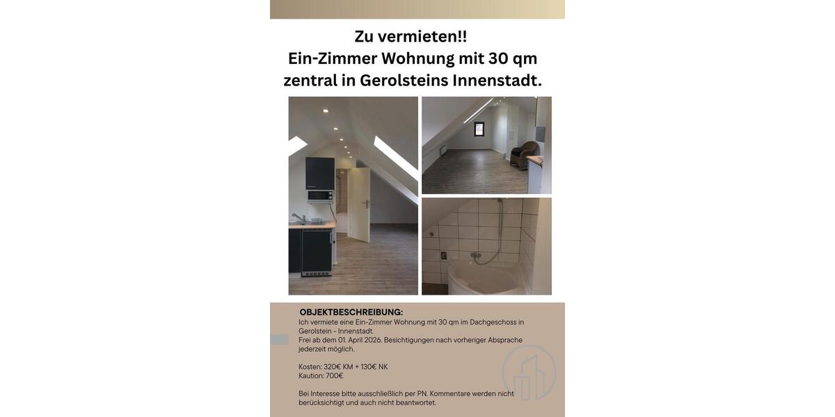 1-Zimmer Wohnung im Dachgeschoss 1 zimmer