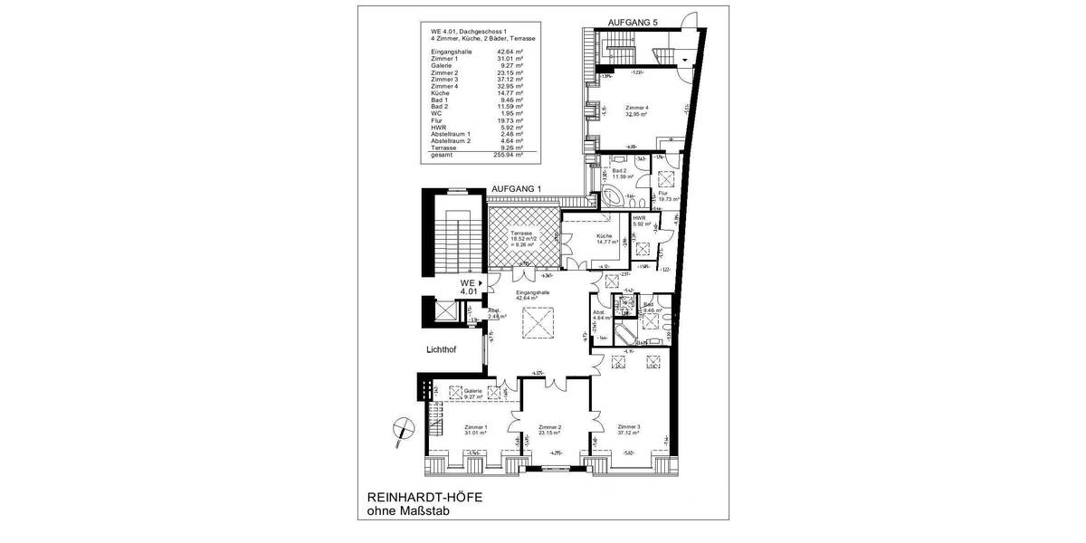 Etagenwohnung Berlin Mitte - 4 Zimmer, 255 m&sup2;, 3.727&euro; | Angebot:26853245