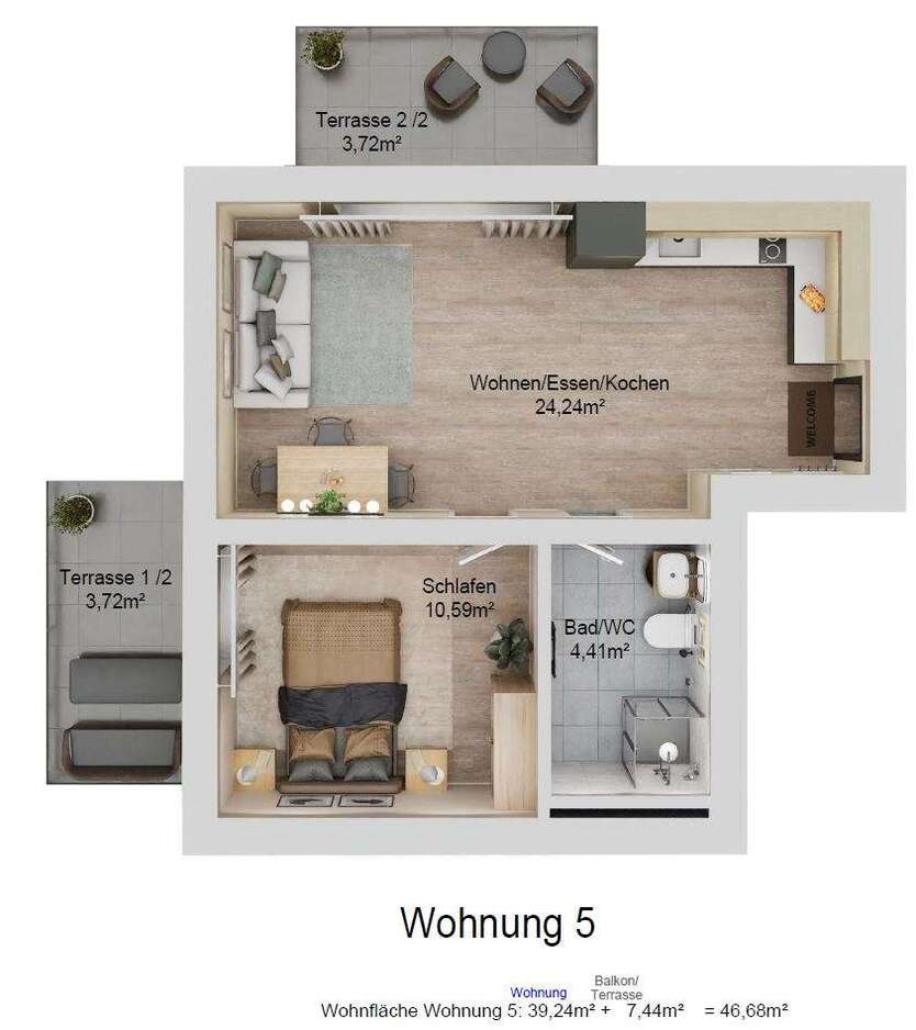 Wohnung zum Kaufen in Pfaffenhofen 294.400 € 47 m²