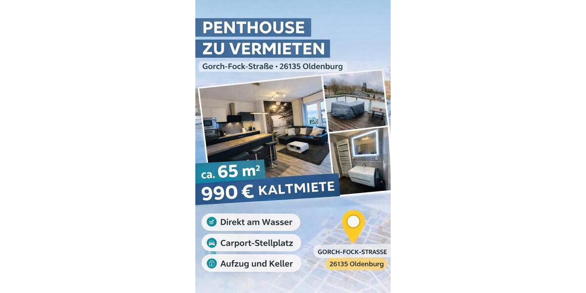 Moderne Penthouse-Wohnung mit Dachterrasse in Oldenburg 3 zimmer