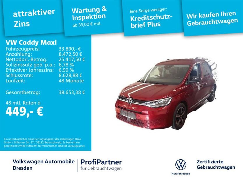 VW Caddy Maxi 45.420 km 33.890 € Dresden 01067