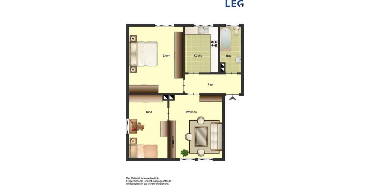 Etagenwohnung Blomberg - 2 Zimmer, 42 m&sup2;, 329&euro; | Angebot:25515265