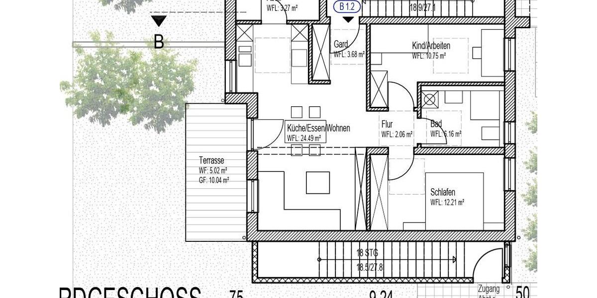 Erdgeschoßwohnung Maxhütte-Haidhof Haidhof - 3 Zimmer, 67 m&sup2;, 1.030&euro; | Angebot:25925028