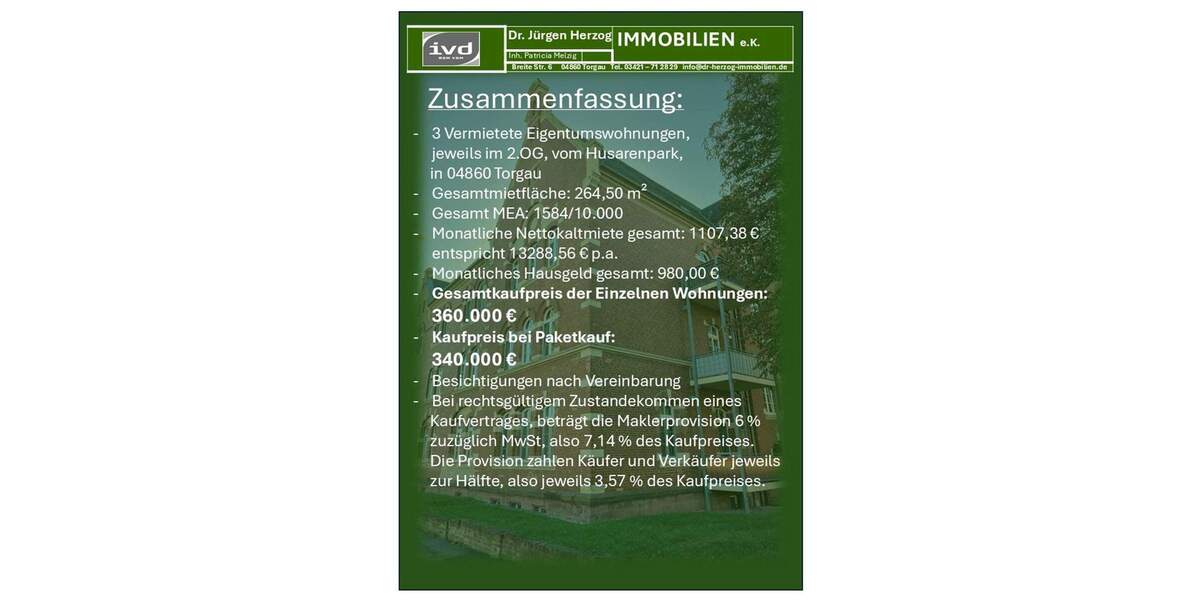 Etagenwohnung Torgau - 7 Zimmer, 264 m&sup2;, 250.000&euro; | Angebot:25679419