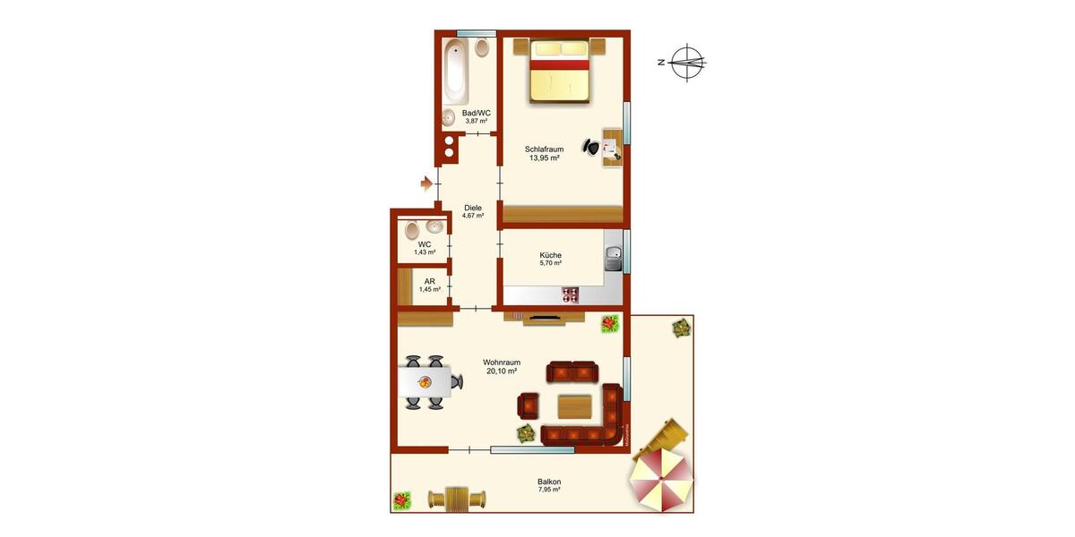 2-Zimmer-Eck-Balkon-Wohnung ca. 60 m², 1. OG, Bad + Gäste-WC, Keller, Stellplatz am Hof 2 zimmer