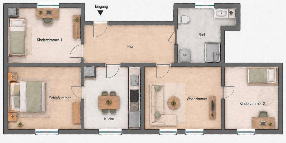 Erdgeschoßwohnung Bördeland - 4 Zimmer, 90 m&sup2;, 486&euro; | Angebot:26365711