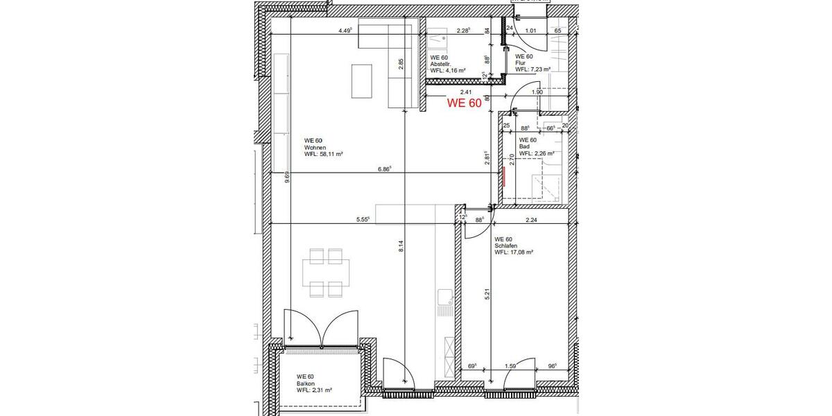 Etagenwohnung Osnabrück Eversburg - 2 Zimmer, 94 m&sup2;, 1.365&euro; | Angebot:26645691