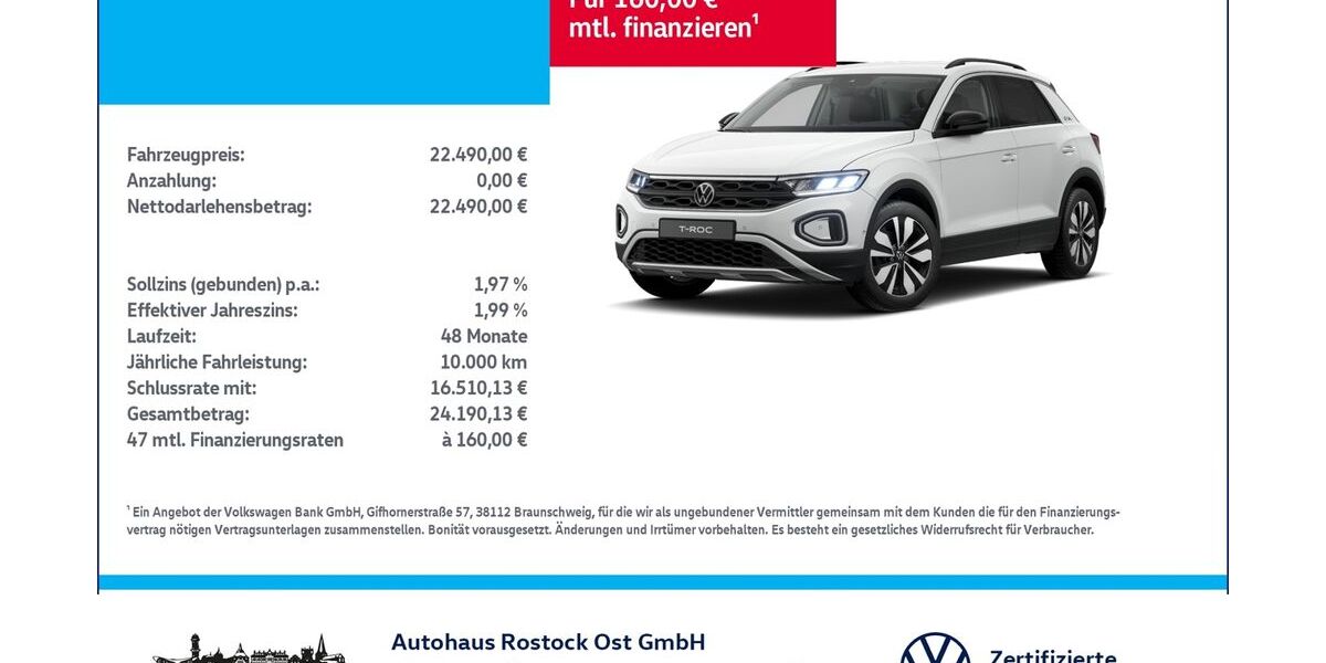 VW T-Roc 20.600 km 22.490 &euro; Rostock 18146