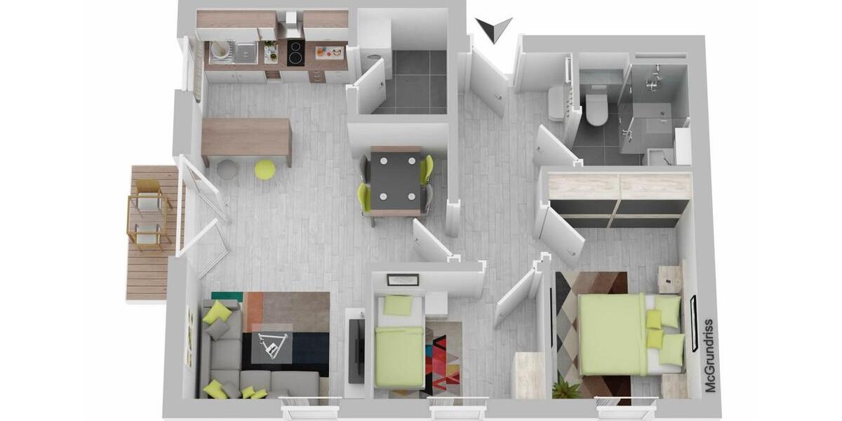 Etagenwohnung Drochtersen - 2 Zimmer, 41 m&sup2;, 600&euro; | Angebot:22065185