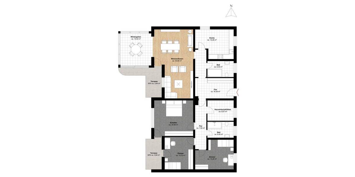 Etagenwohnung Hamburg Bramfeld - 4 Zimmer, 168 m&sup2;, 670.000&euro; | Angebot:26852920