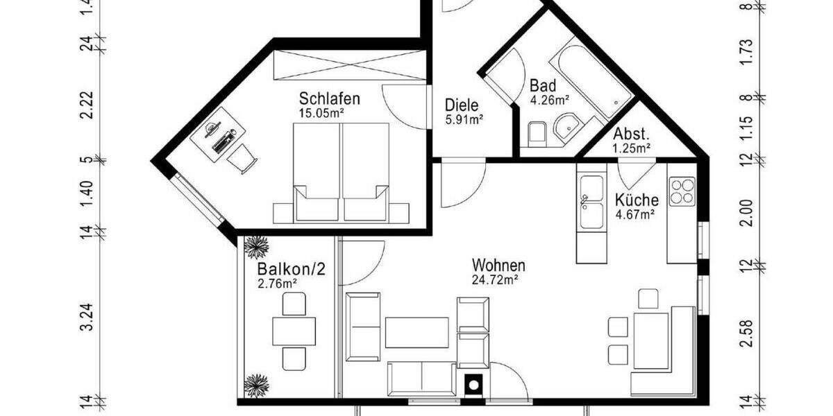 Etagenwohnung München Schwabing-Freimann - 2 Zimmer, 63 m&sup2;, 450.000&euro; | Angebot:26694498