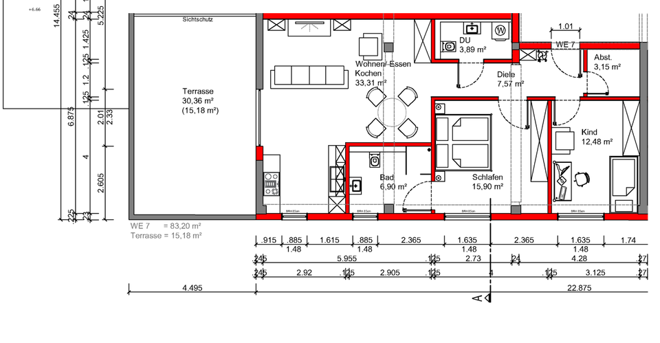 Erstbezug: Exklusive 3-Zimmer-Wohnung mit EBK und Dachterrasse 3 zimmer