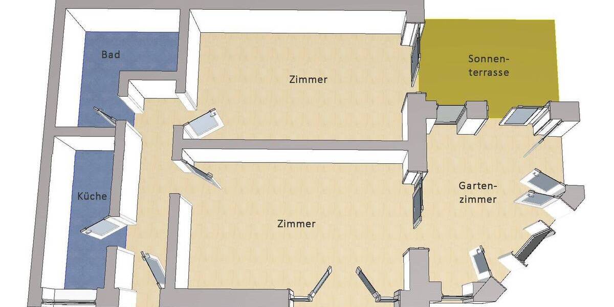 Etagenwohnung Stahnsdorf Schenkenhorst - 2 Zimmer, 74 m&sup2;, 299.000&euro; | Angebot:26358445
