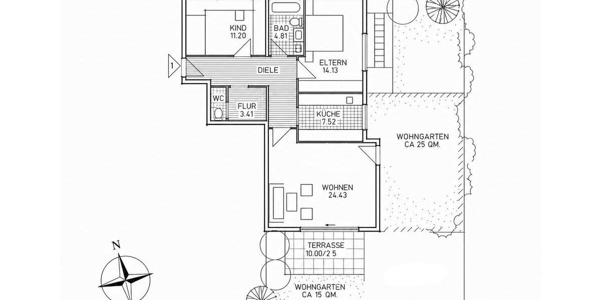 Erdgeschoßwohnung Reutlingen - 3 Zimmer, 81 m&sup2;, 319.000&euro; | Angebot:27297136