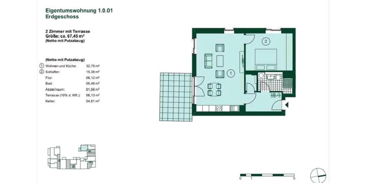 Erdgeschoßwohnung Hamburg Billwerder - 2 Zimmer, 67 m&sup2;, 1.100&euro; | Angebot:26405104